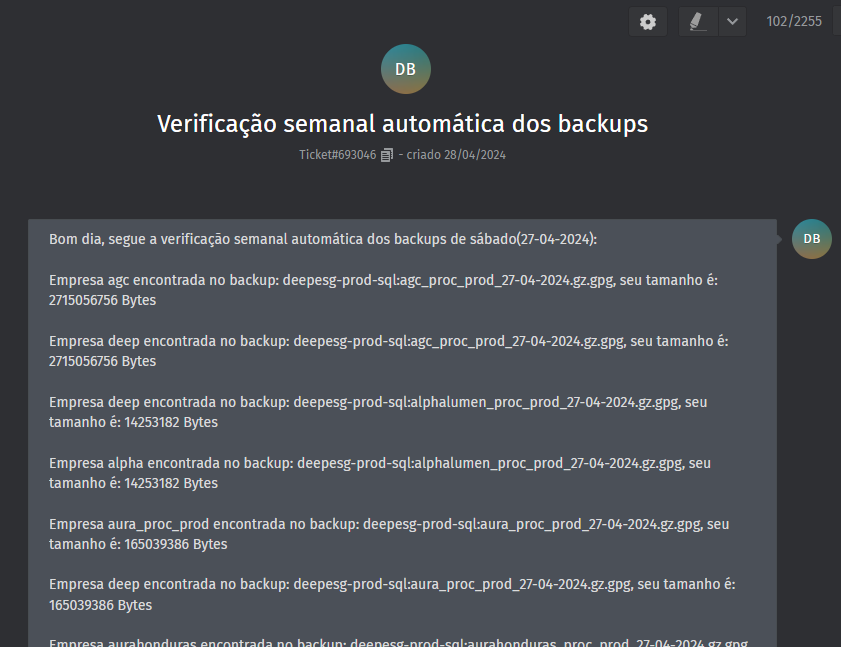 Automatização de Backups